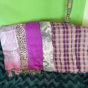 Purple and Pink Patterned Scarves Set